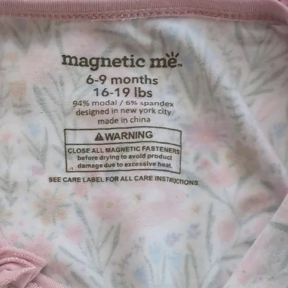 Magnetic Me Pink Floral Bunny Kids Footie - Picture 2 of 5